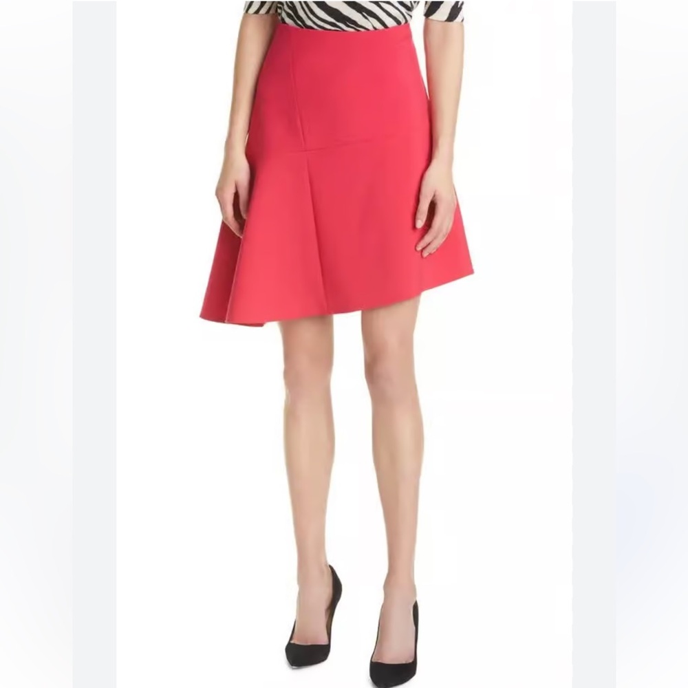 New HUGO BOSS Vasty Pleated Barberry Asymmetrical A-line Skirt Women’s 0